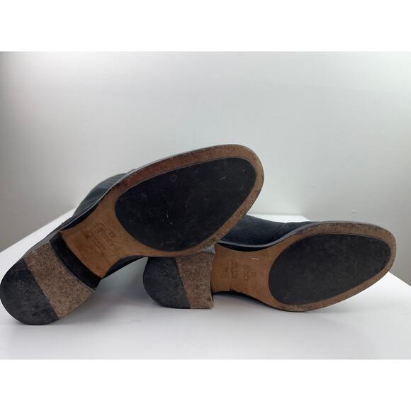 FENDI Black Nubuck Leather Knee High Riding Boots Almond Toe Heel Size 38 ITALY - Picture 5 of 14